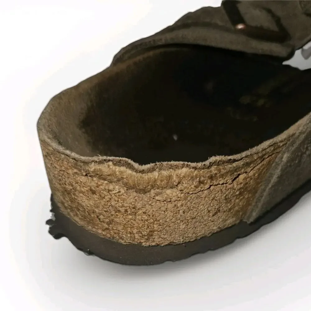 Birkenstock Boston Taupe Suede Leather Soft Footbed Clog Shoes Size 46 (13 US)